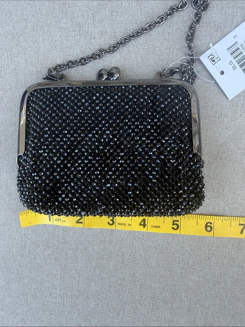 INC black Beaded Chain mini clutch purse NEW
